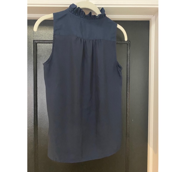 J. Crew Factory Sleeveless Blouse w/ Ruffle Collar - Picture 2 of 2